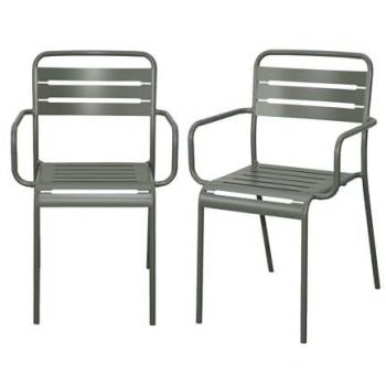Poltrone da Giardino Acciaio Verde Kaki (2 pezzi)