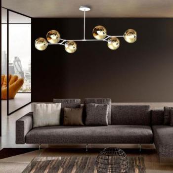 Lampada soffitto bianco opaco 6 luci senza vetri SARA‑S6 B