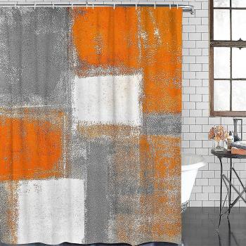 Cortina Impermeable de Ducha en Tonos Naranja y Gris