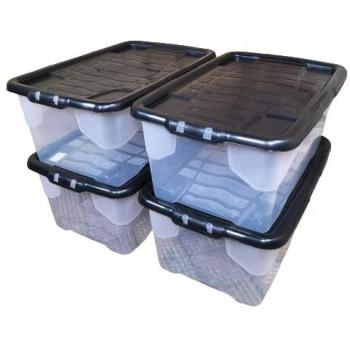BlackNest 4‑Pack Clear Storage Boxes – 42L Capacity