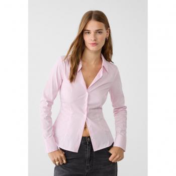 Rosa Stradivarius Bluse „Figurfit“ mit dezenten Streifen – Größe M