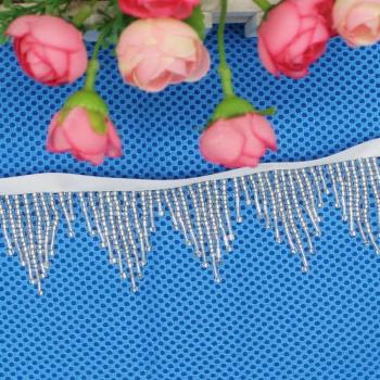 Offwhite Glass Beaded Fringe Tassel Lace Trim 5.8CM Long for Latin Dance Dresses
