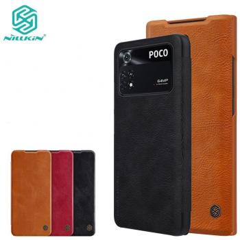 Luxury QIN PU Leather Flip Case + Card Holder for Xiaomi Poco M4 Pro 4G (NILLKIN)