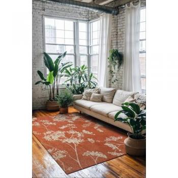 Tapis d’intérieur moderne et doux, couleur rouge, format rectangulaire 240 × 340 cm – collection Beneffito Mushroom Inflorescence