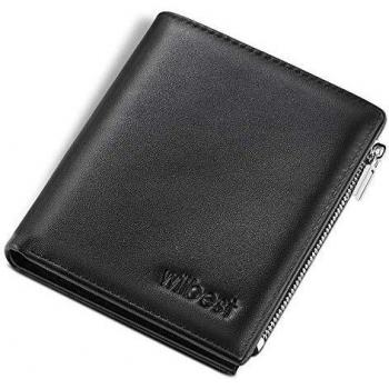 Wilbest® Men's Trifold Vertical Wallet with RFID Protection and Zip Coin Pocket