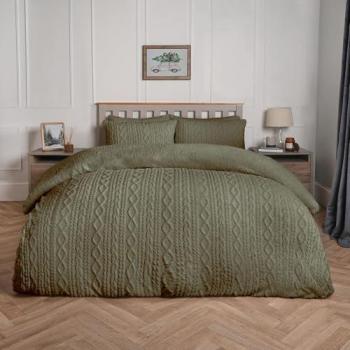 Winter Luxe Woodland Green Fleece Duvet Set for Kings