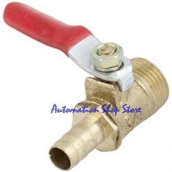Válvula Bola 3/8 PTO Macho A 8 mm Conector Púas y Manguera en Latón Dorado