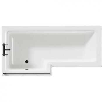 1700mm Loire Left Hand Shower Bath with Black Bath Screen