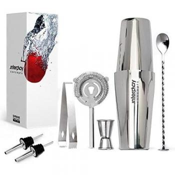 Cocktail Shaker Set, 8 Pieces 750ml Large Stainless Steel with Jigger and Bar Spoon