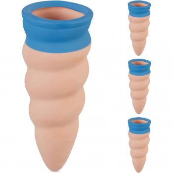 Kit d'arrosage en terre cuite, 4 unités, pour bouteilles 1,5 L, plantes d'intérieur, marron et bleu