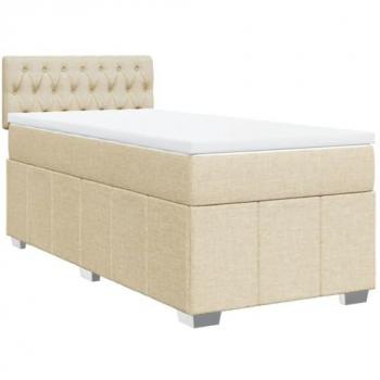 Sommier à lattes de lit avec matelas Crème 90×200 cm tissu (vidaxl)