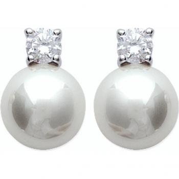 Ivory Pearl Classic Earrings, Rhodium Plated – 12 mm, Lily’s Collection