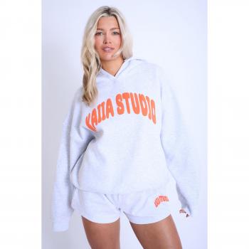 Kaiia Studio Light Grey Marl & Orange Bubble Logo Pullover Hoodie