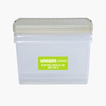 Wham Clip 3x 62L Rectangular Lids – Stone Color Set