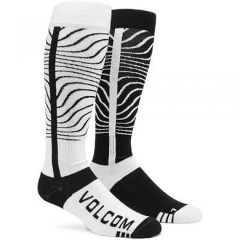 Calcetines de snowboard Volcom Heavy Over-the-Calf, color negro y blanco, talla S