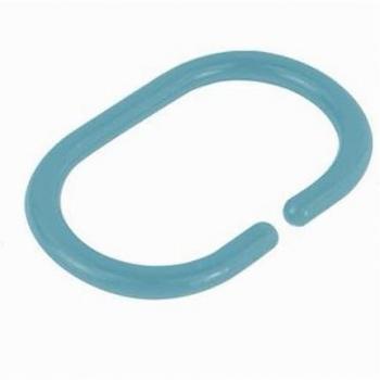 Set di 12 Anelli Gancio per Tende Da Bagno in Plastica Pp Colore Azzurro