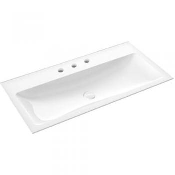Emco Asis lavabo invité blanc Ø 1000 mm fonte minérale sans trop-plein 3 trous robinetterie