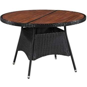 VidaXL Tavolo da giardino in rattan sintetico e legno massello di acacia 115x74 cm