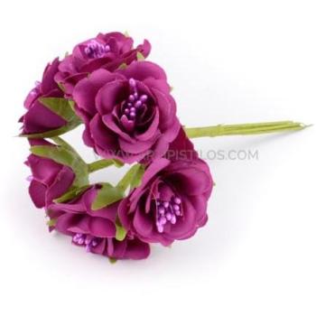 Pomo de Flores de Tela Bremen, pistilos metálicos – Pack de 6