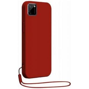 Coque protection silicone RealMe C11 2021 rouge, dragonne incluse