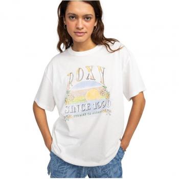 Camiseta Roxy Dreamers manga corta blanco azul amarillo mujer
