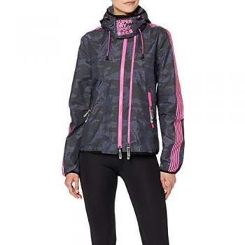 Superdry Women's WindSprinter Tech Camouflage Jacke Schwarz Mega Grit/Fluorescent Pink 34