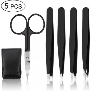 4/5Pcs Stainless Steel Eyebrow Tweezers Set with Various Tips for Hair Removal