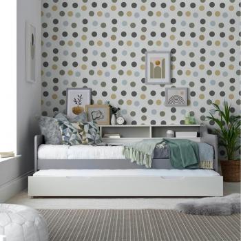 Tyler's Grey and White Guest Bed and Trundle with Spring Mattresses