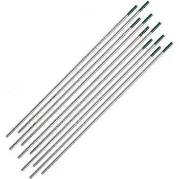 10 électrodes TIG lanthanées 2,4mm x 175mm vert en acier inoxydable