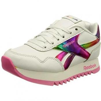 Reebok Royal ClJog 3 Platform‑Schuh für Mädchen – Weiß/Weiß/Tiefrosa, Größe