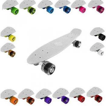 White Deck 22” Transparent Wheels Skater