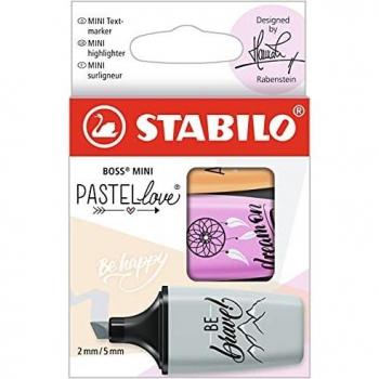 STABILO, Marker, BOSS MINI Pastellove 2.0 Textmarker (Apricot, Grau, Fuschsie, 5 mm, 3 x)