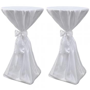VidaXL Ribboned Tablecloth 80cm, White, Dual Pack