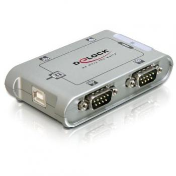 Delock Hub USB 4 Porte con Convertitore Seriale per Computer Desktop e Laptop, Nero