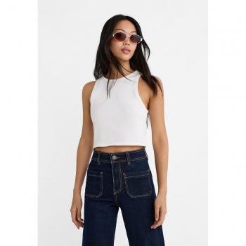 T-shirt Stradivarius Crop Basic Bianco S