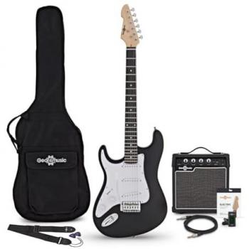 Guitare Électrique LA Gaucher Noir – 10 W Ampli + Ensemble d’Accessoires