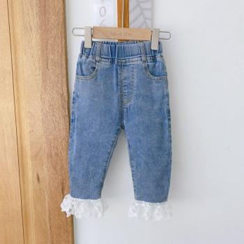 Autumn Girls Denim Jeans with Lace