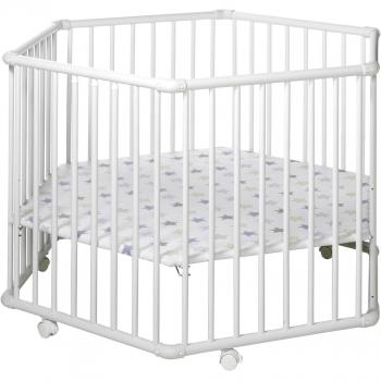 Geuther Laufgitter „Stern“ – 6‑Eckige Holzmatrix 97 × 112 cm, weiß