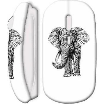 Funkmaus Elefant Mandala Weiß