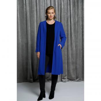 Blazer lungo taglie forti, Donna, Blu, Taglia: 56, Viscosa