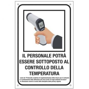 Cartello segnaletico 20x30 cm Controllo temperatura del personale