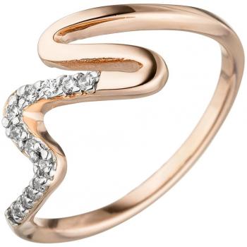 Stahlring 925 Sterling Silber Rotgold JOBO, 13 Zirkonia, Größe 50