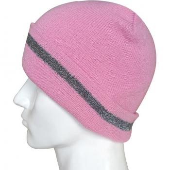 Pink Reflective Knit Beanie for Women