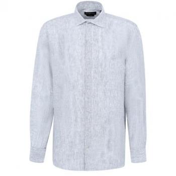 Hochwertiges Bugatti Langarmleinenhemd (Hellblau)