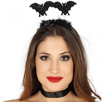 Collana di pipistrello nero con antenne su molle per feste e travestimenti di Halloween/Carnevale e party a tema