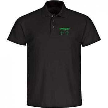 Multifanshop® Poloshirt Hannover Herzschlag Druck grün Puls Liebe Größe M