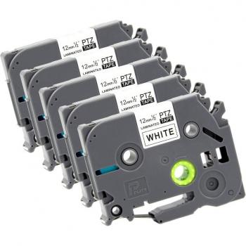 Brother TZ Tape 12mm Zwart op Wit voor P-Touch