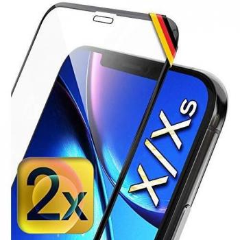 UTECTION 2X Premium Displayschutz 3D für iPhone X/XS – Vollständiges Schutzglas mit Rahmen