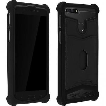 Custodia Universale in Silicone per Smartphone 5,3'' a 5,5'' con Portafoglio Nero