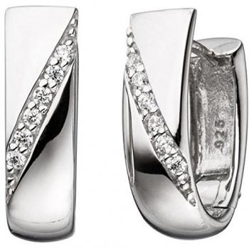 Jobo Creolen 925 Sterling Silber Zirkonia Ohrringe